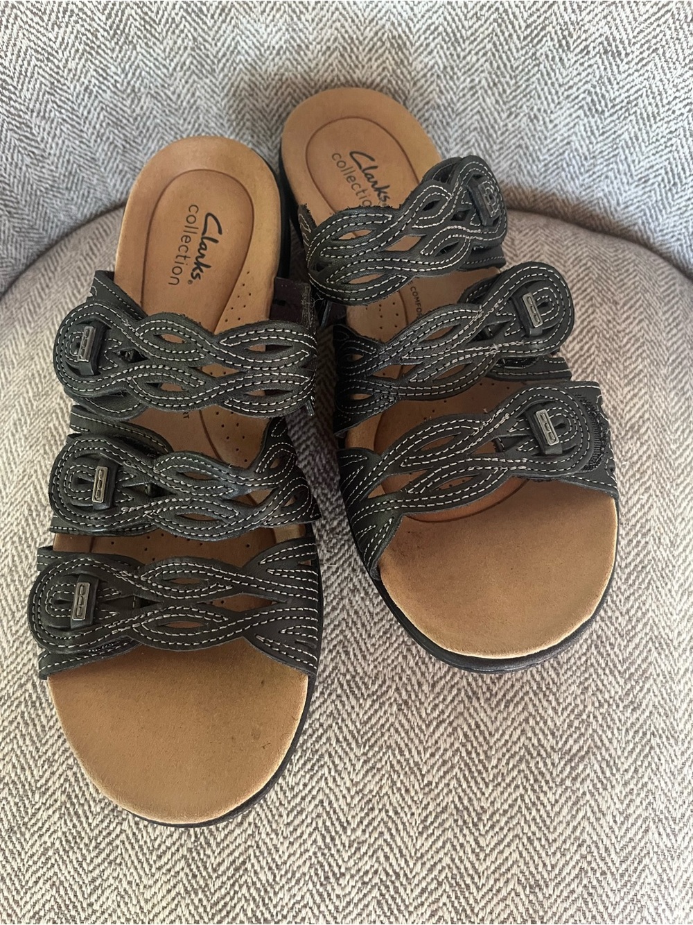 Clarks Collection Women’s Black Comfort Slide Sandals Size 9.5 M